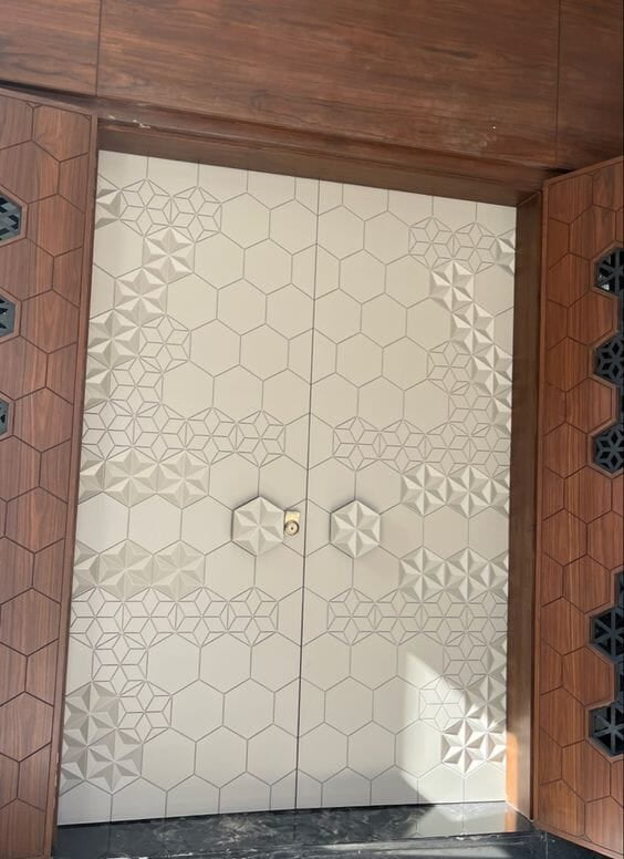 Hexagonal Elegance 3D HDHMR Double Door Hexagonal Elegance 3D HDHMR Double Door